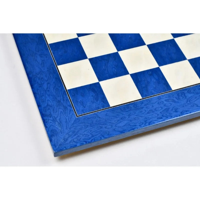 Chess Bazaar Blue Ash Burl & White Erable Deluxe 55cm Chess Board