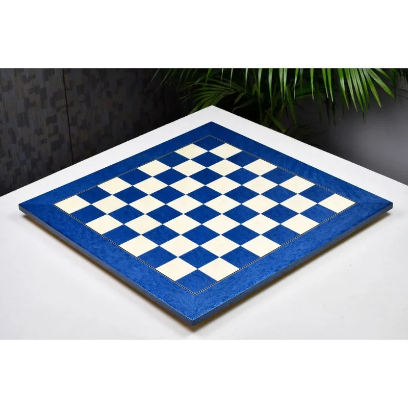 Chess Bazaar Blue Ash Burl & White Erable Deluxe 55cm Chess Board