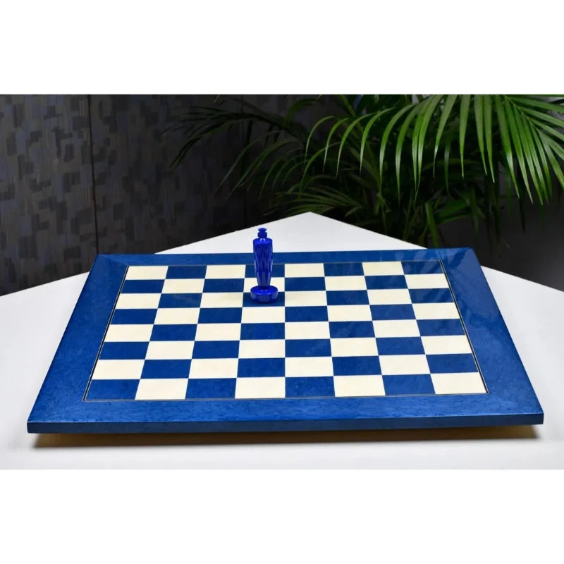 Chess Bazaar Blue Ash Burl & White Erable Deluxe 55cm Chess Board