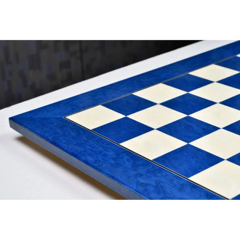 Chess Bazaar Blue Ash Burl & White Erable Deluxe 55cm Chess Board