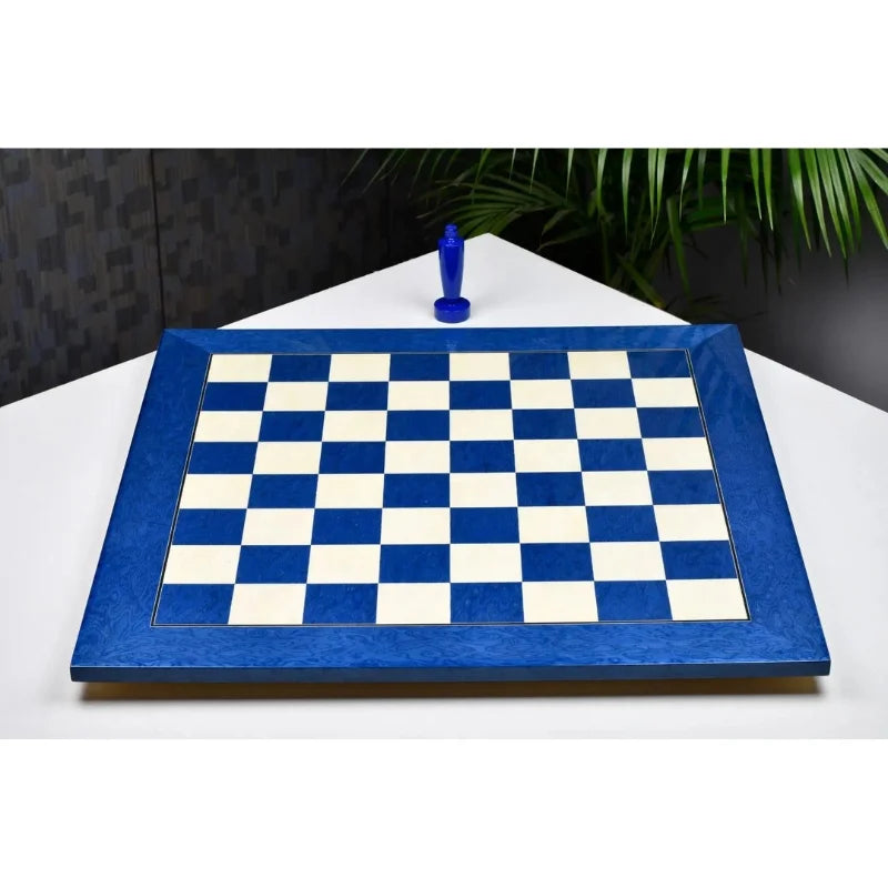 Chess Bazaar Blue Ash Burl & White Erable Deluxe 55cm Chess Board