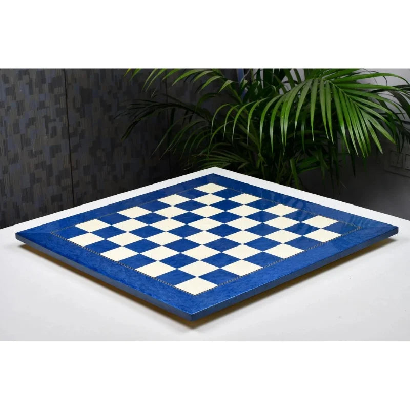 Chess Bazaar Blue Ash Burl & White Erable Deluxe 55cm Chess Board