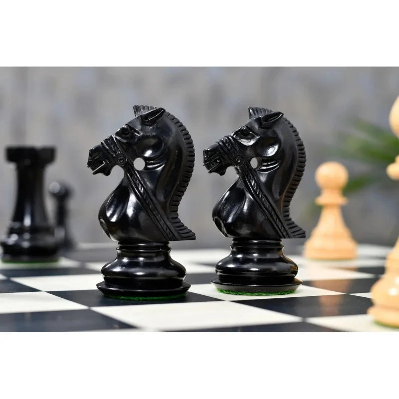 Chess Bazaar Bridle Series Chess Pieces (Ebony/Boxwood) With 60cm Black Anigre & Maple Chess Board