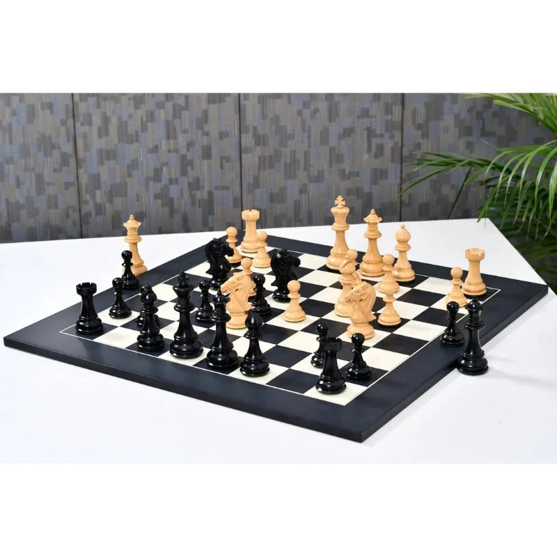 Chess Bazaar Bridle Series Chess Pieces (Ebony/Boxwood) With 60cm Black Anigre & Maple Chess Board