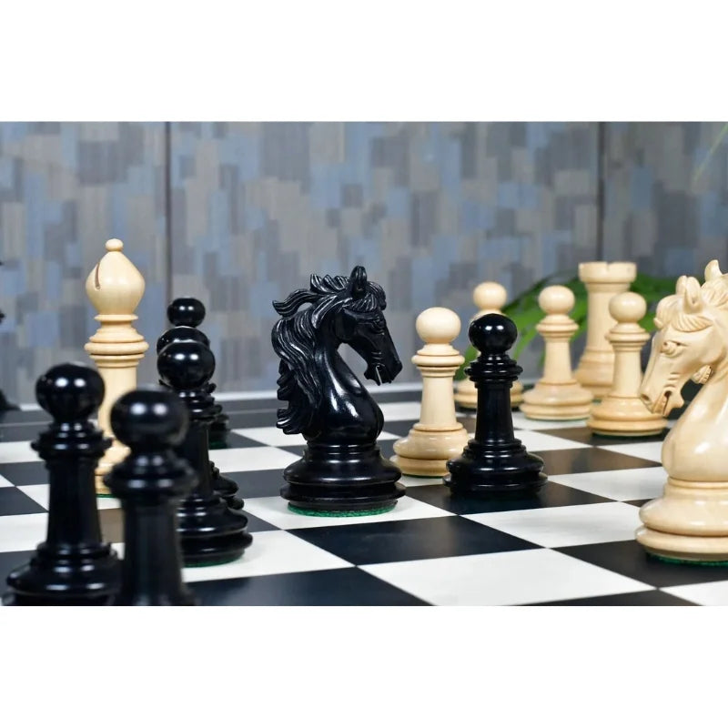 Chess Bazaar French Warrior Luxury Chess Pieces (Ebony/Boxwood) With 60cm Black Anigre & Maple Chess Board