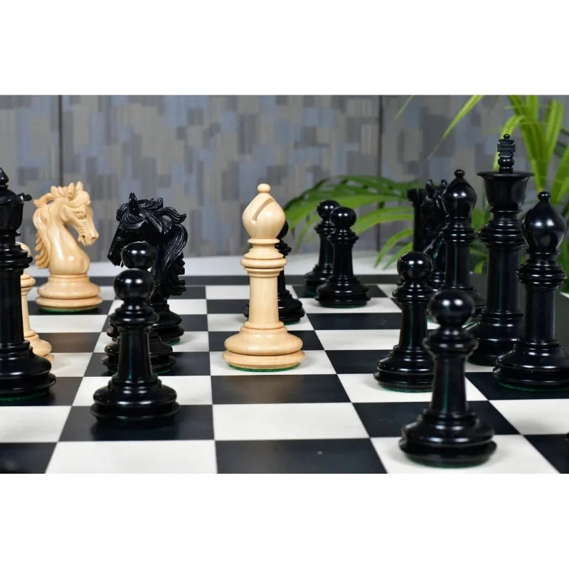 Chess Bazaar French Warrior Luxury Chess Pieces (Ebony/Boxwood) With 60cm Black Anigre & Maple Chess Board