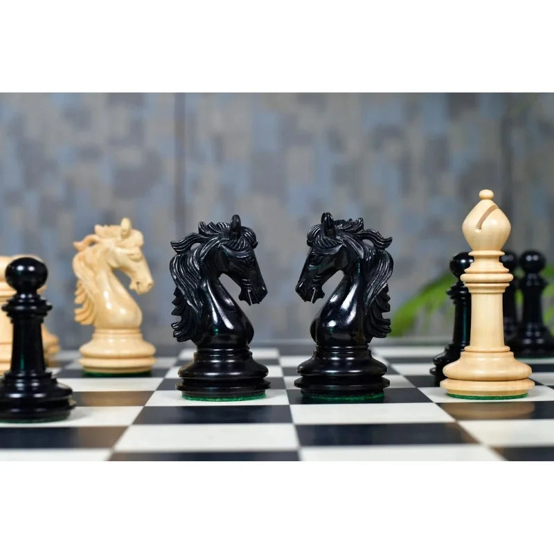 Chess Bazaar French Warrior Luxury Chess Pieces (Ebony/Boxwood) With 60cm Black Anigre & Maple Chess Board