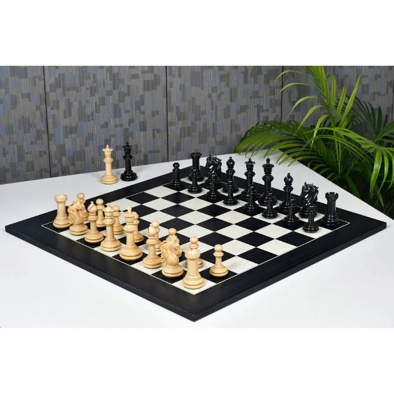 Chess Bazaar French Warrior Luxury Chess Pieces (Ebony/Boxwood) With 60cm Black Anigre & Maple Chess Board