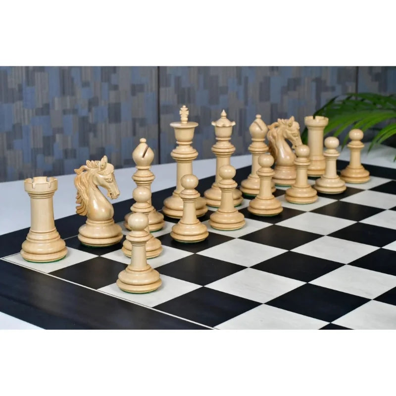 Chess Bazaar French Warrior Luxury Chess Pieces (Ebony/Boxwood) With 60cm Black Anigre & Maple Chess Board