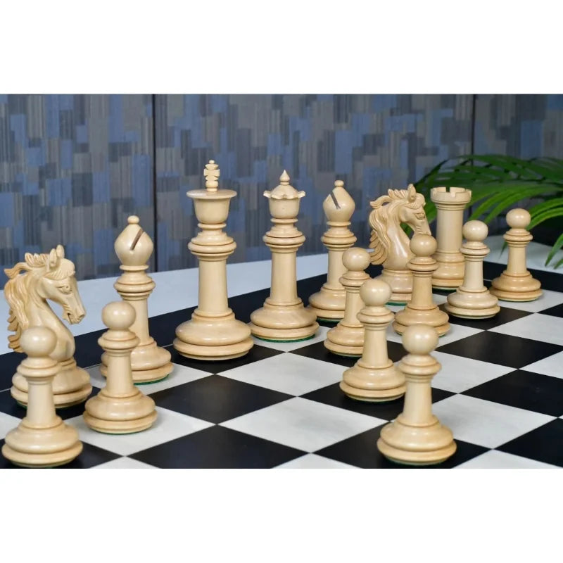 Chess Bazaar French Warrior Luxury Chess Pieces (Ebony/Boxwood) With 60cm Black Anigre & Maple Chess Board