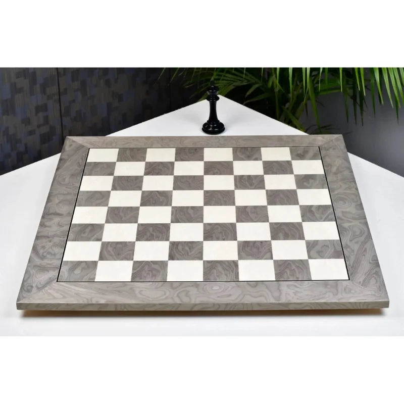 Chess Bazaar Grey Ash Burl & White Erable Deluxe 55cm Chess Board