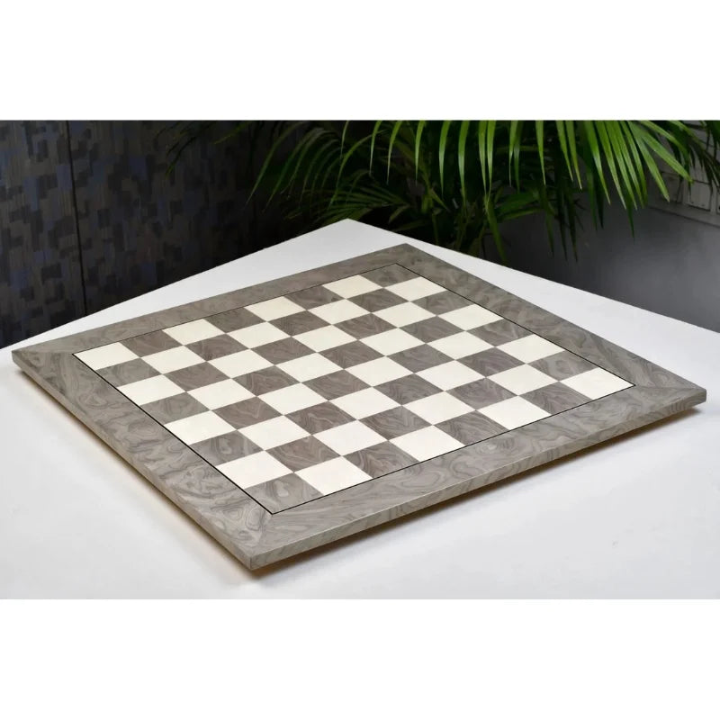 Chess Bazaar Grey Ash Burl & White Erable Deluxe 55cm Chess Board