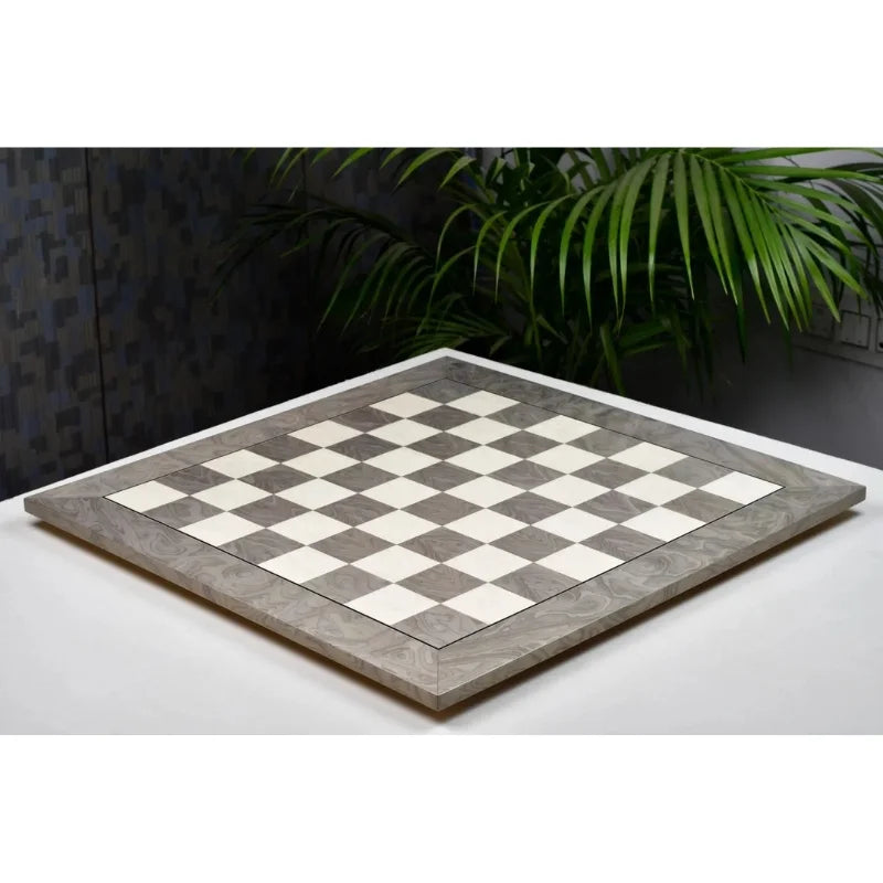 Chess Bazaar Grey Ash Burl & White Erable Deluxe 55cm Chess Board
