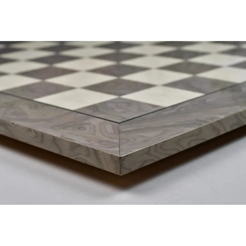 Chess Bazaar Grey Ash Burl & White Erable Deluxe 55cm Chess Board