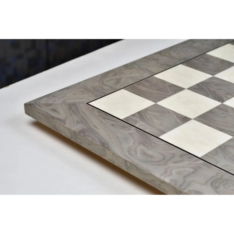 Chess Bazaar Grey Ash Burl & White Erable Deluxe 55cm Chess Board