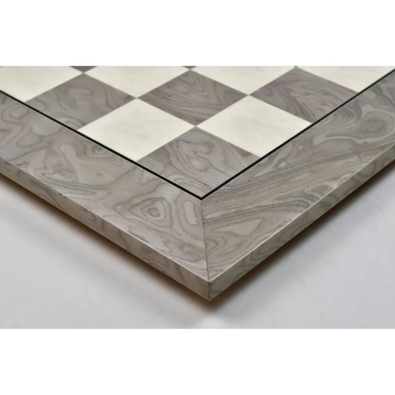 Chess Bazaar Grey Ash Burl & White Erable Deluxe 55cm Chess Board