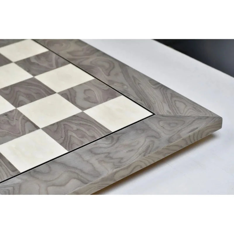 Chess Bazaar Grey Ash Burl & White Erable Deluxe 55cm Chess Board
