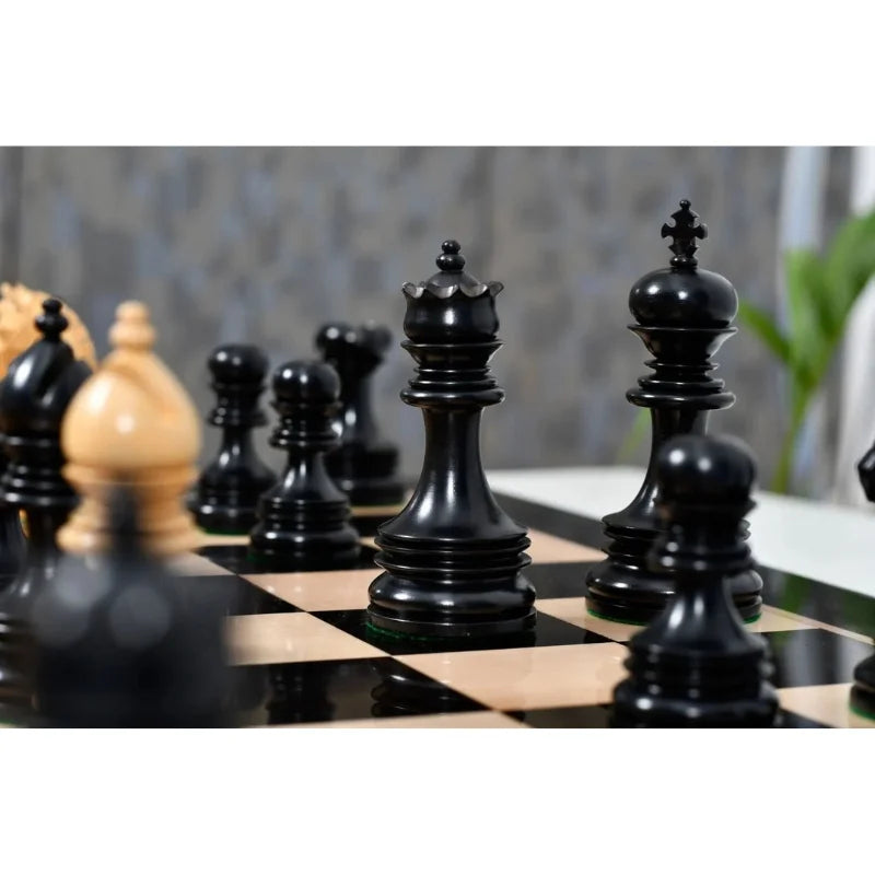 Chess Bazaar Indian Chetak II Staunton Chess Pieces (Ebony/Boxwood) With 58cm Ebony & Maple Chess Board