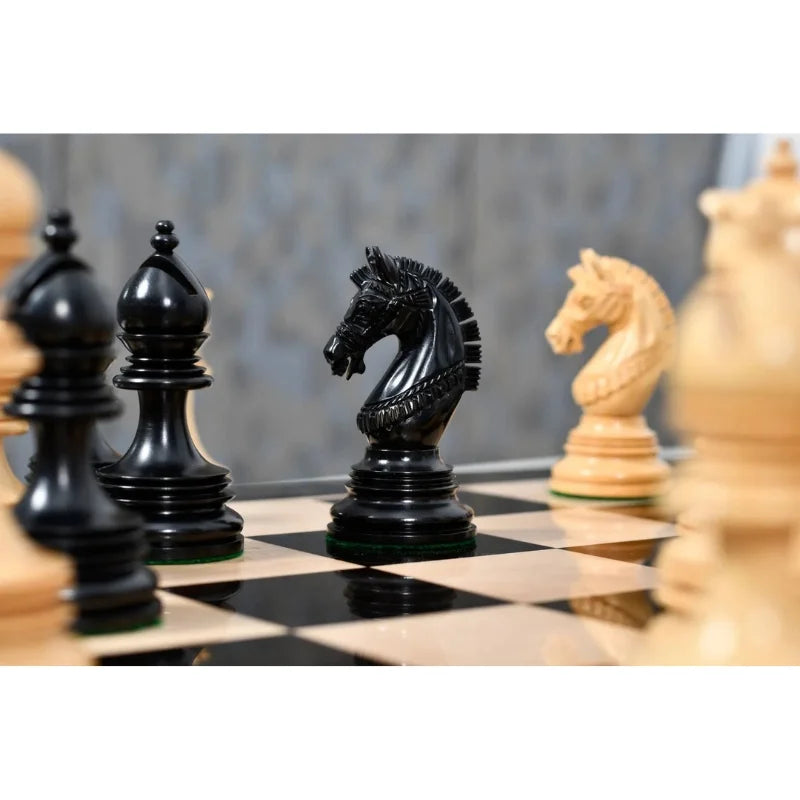 Chess Bazaar Indian Chetak II Staunton Chess Pieces (Ebony/Boxwood) With 58cm Ebony & Maple Chess Board