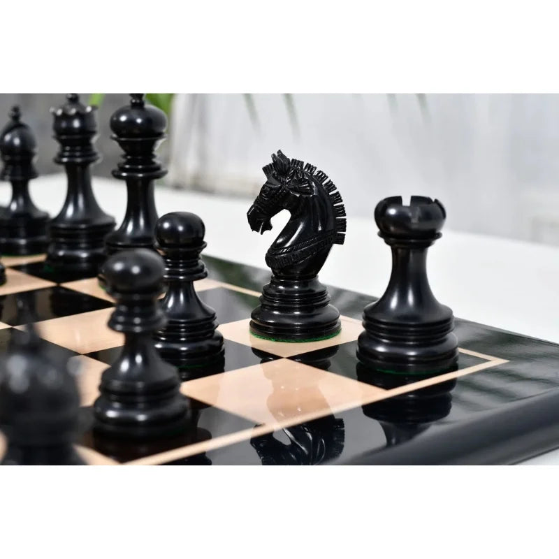 Chess Bazaar Indian Chetak II Staunton Chess Pieces (Ebony/Boxwood) With 58cm Ebony & Maple Chess Board