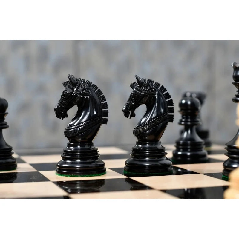 Chess Bazaar Indian Chetak II Staunton Chess Pieces (Ebony/Boxwood) With 58cm Ebony & Maple Chess Board