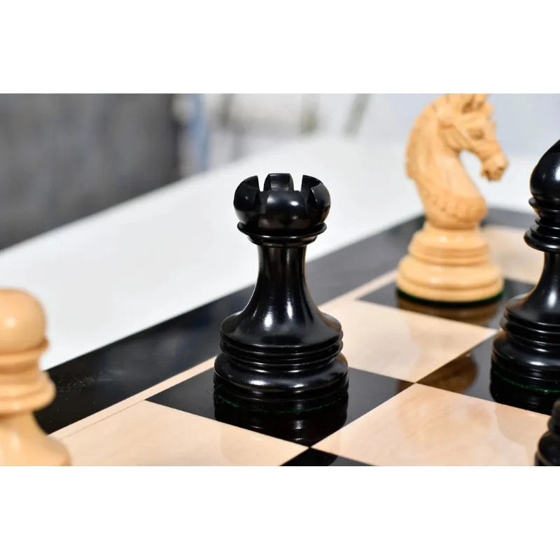 Chess Bazaar Indian Chetak II Staunton Chess Pieces (Ebony/Boxwood) With 58cm Ebony & Maple Chess Board