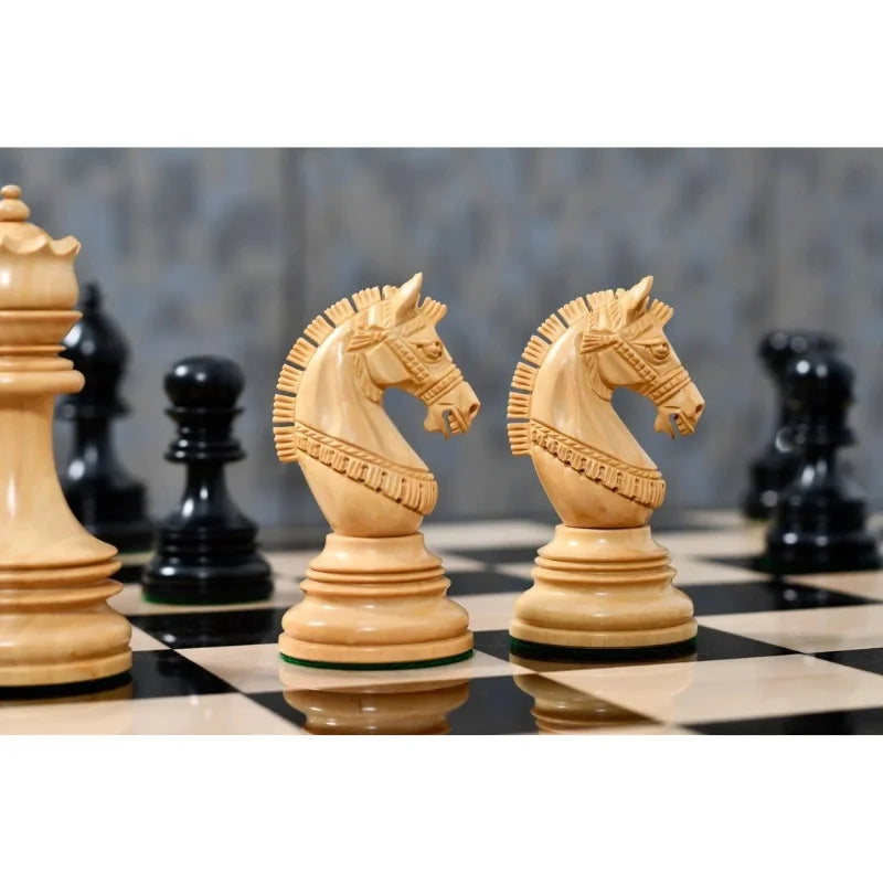 Chess Bazaar Indian Chetak II Staunton Chess Pieces (Ebony/Boxwood) With 58cm Ebony & Maple Chess Board