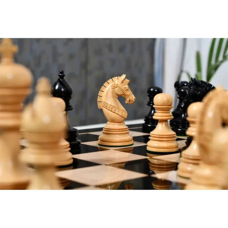 Chess Bazaar Indian Chetak II Staunton Chess Pieces (Ebony/Boxwood) With 58cm Ebony & Maple Chess Board
