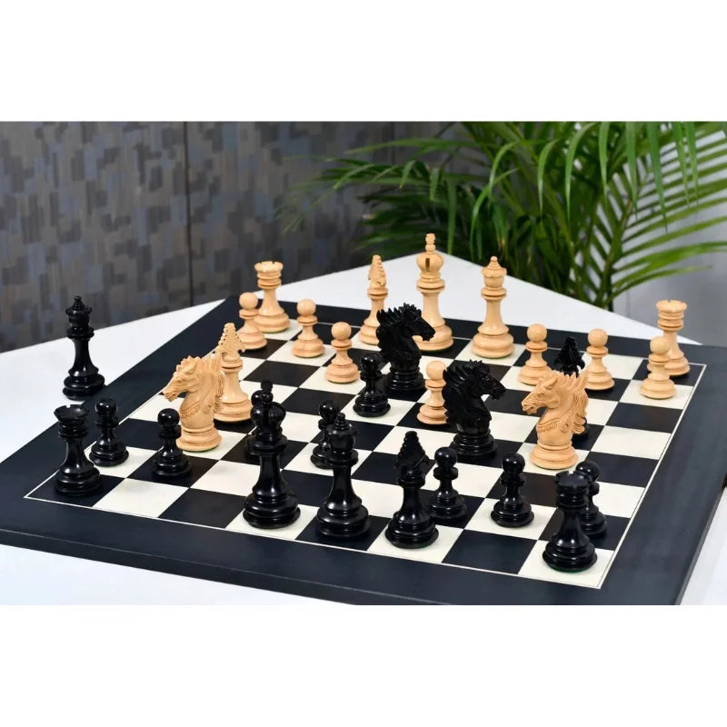 Chess Bazaar Dragon Series Chess Pieces (Ebony/Boxwood) With 60cm Black Anigre & Maple Chess Board
