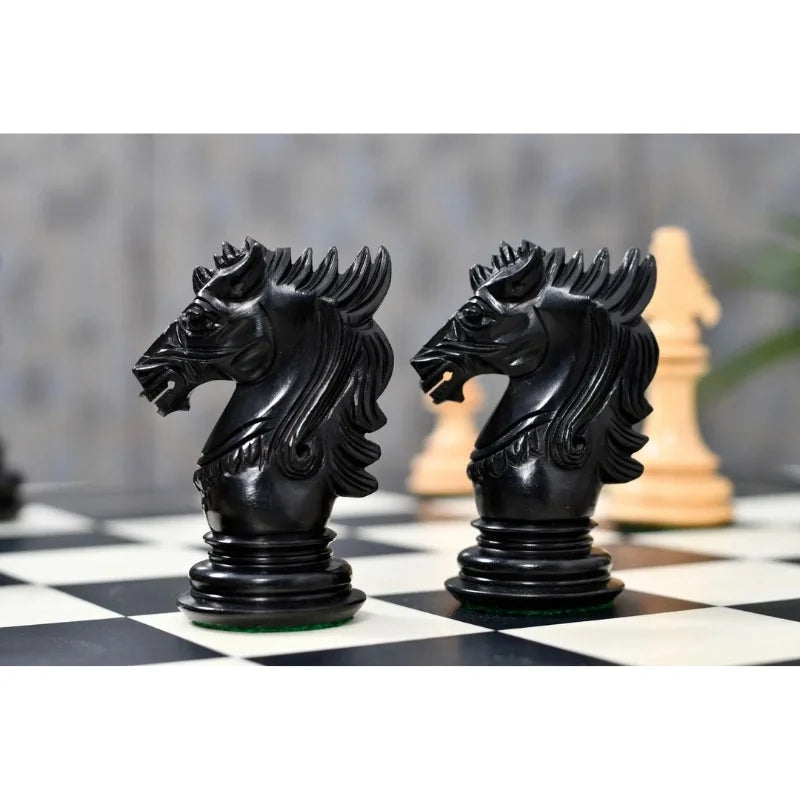 Chess Bazaar Dragon Series Chess Pieces (Ebony/Boxwood) With 60cm Black Anigre & Maple Chess Board