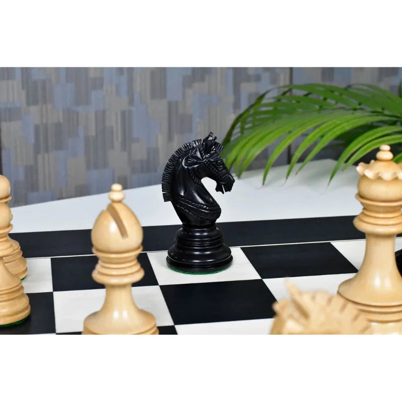 Chess Bazaar Indian Chetak II Staunton Chess Pieces (Ebony/Boxwood) With 60cm Black Anigre & Maple Chess Board