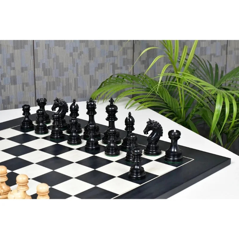 Chess Bazaar Indian Chetak II Staunton Chess Pieces (Ebony/Boxwood) With 60cm Black Anigre & Maple Chess Board