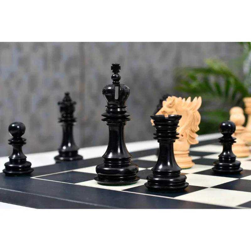 Chess Bazaar Dragon Series Chess Pieces (Ebony/Boxwood) With 60cm Black Anigre & Maple Chess Board