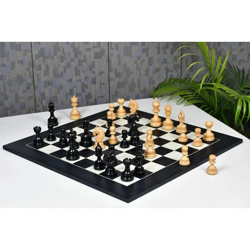 Chess Bazaar Indian Chetak II Staunton Chess Pieces (Ebony/Boxwood) With 60cm Black Anigre & Maple Chess Board