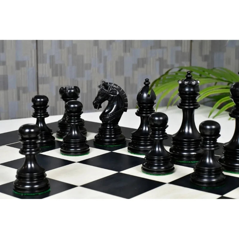 Chess Bazaar Indian Chetak II Staunton Chess Pieces (Ebony/Boxwood) With 60cm Black Anigre & Maple Chess Board