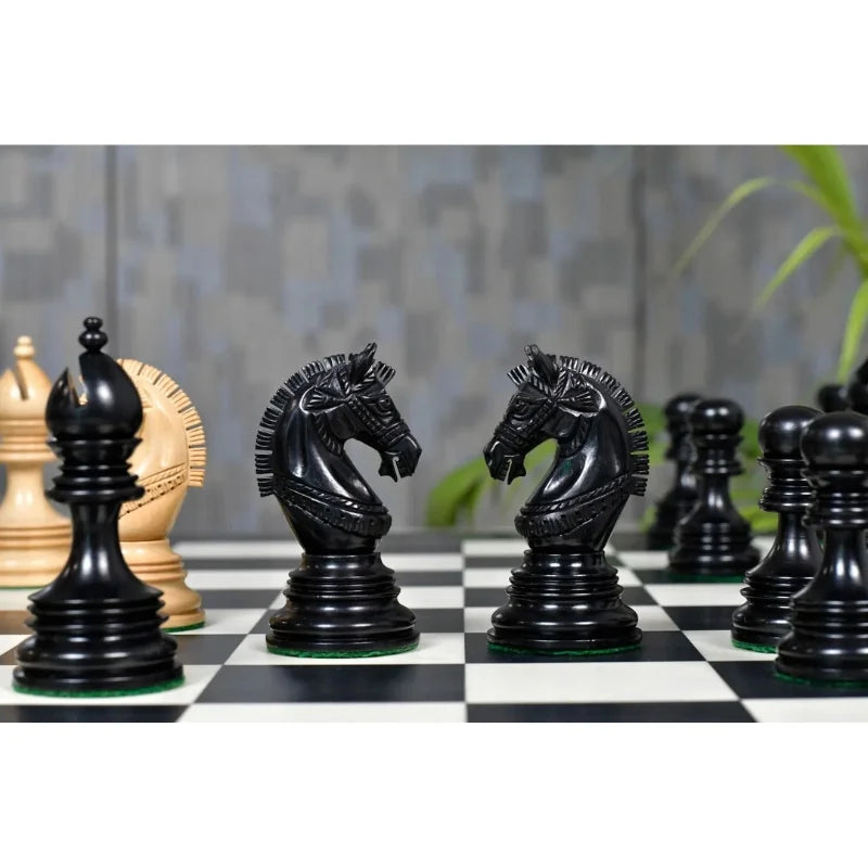 Chess Bazaar Indian Chetak II Staunton Chess Pieces (Ebony/Boxwood) With 60cm Black Anigre & Maple Chess Board