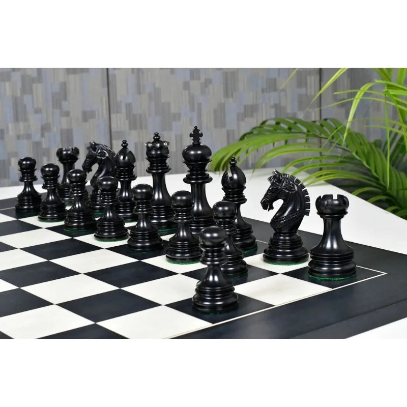 Chess Bazaar Indian Chetak II Staunton Chess Pieces (Ebony/Boxwood) With 60cm Black Anigre & Maple Chess Board