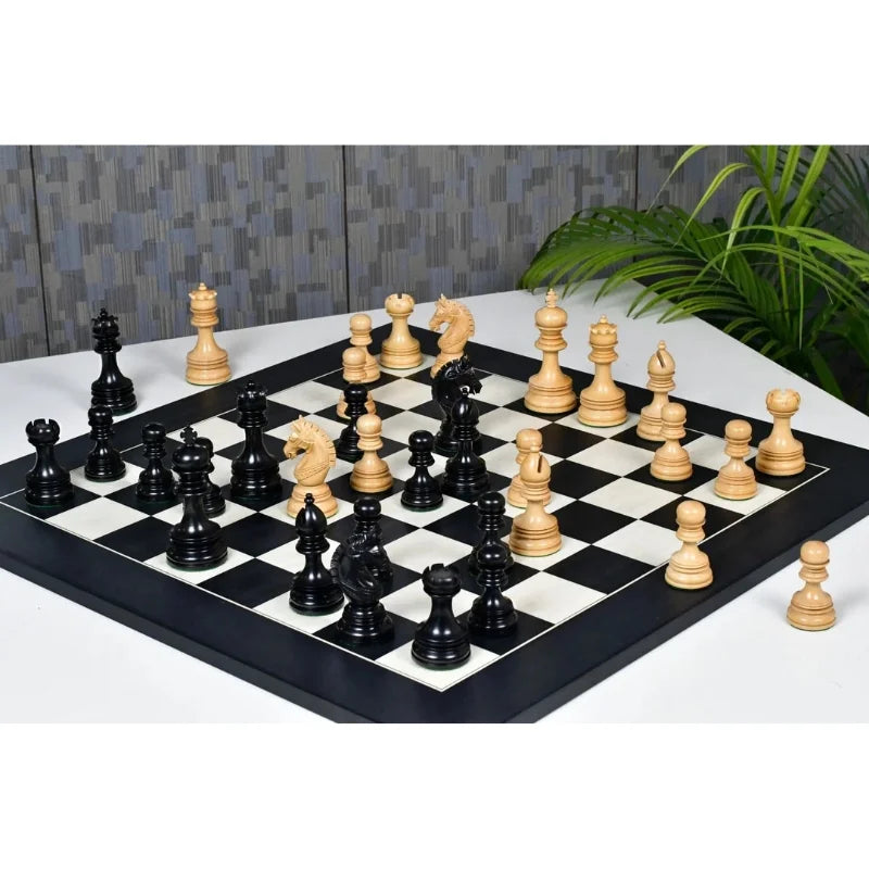 Chess Bazaar Indian Chetak II Staunton Chess Pieces (Ebony/Boxwood) With 60cm Black Anigre & Maple Chess Board