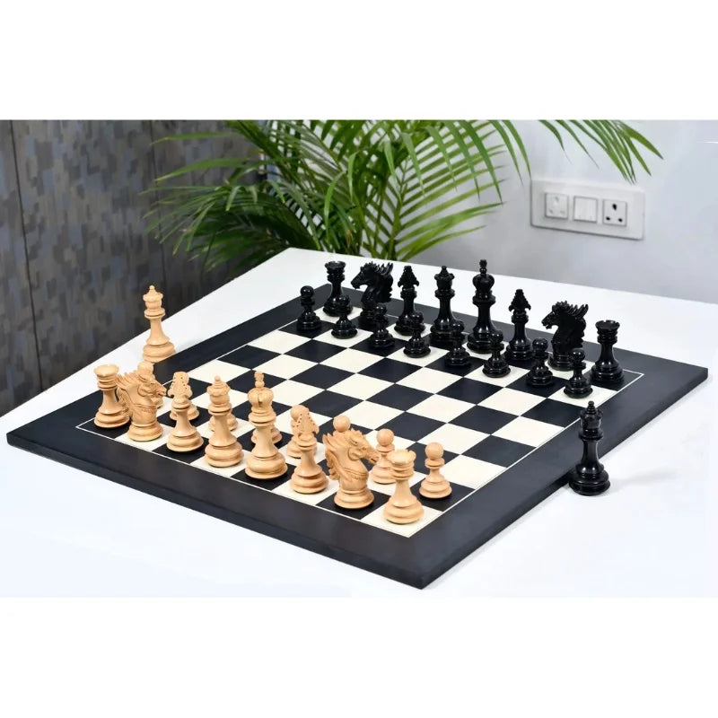 Chess Bazaar Dragon Series Chess Pieces (Ebony/Boxwood) With 60cm Black Anigre & Maple Chess Board