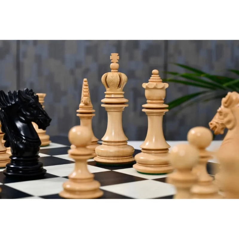 Chess Bazaar Dragon Series Chess Pieces (Ebony/Boxwood) With 60cm Black Anigre & Maple Chess Board