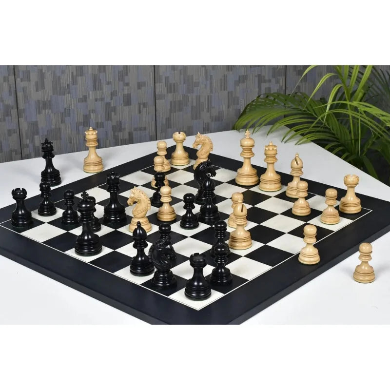 Chess Bazaar Indian Chetak II Staunton Chess Pieces (Ebony/Boxwood) With 60cm Black Anigre & Maple Chess Board