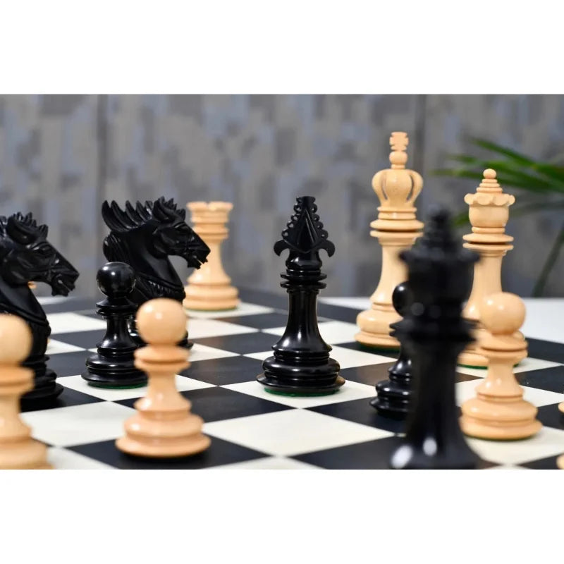 Chess Bazaar Dragon Series Chess Pieces (Ebony/Boxwood) With 60cm Black Anigre & Maple Chess Board