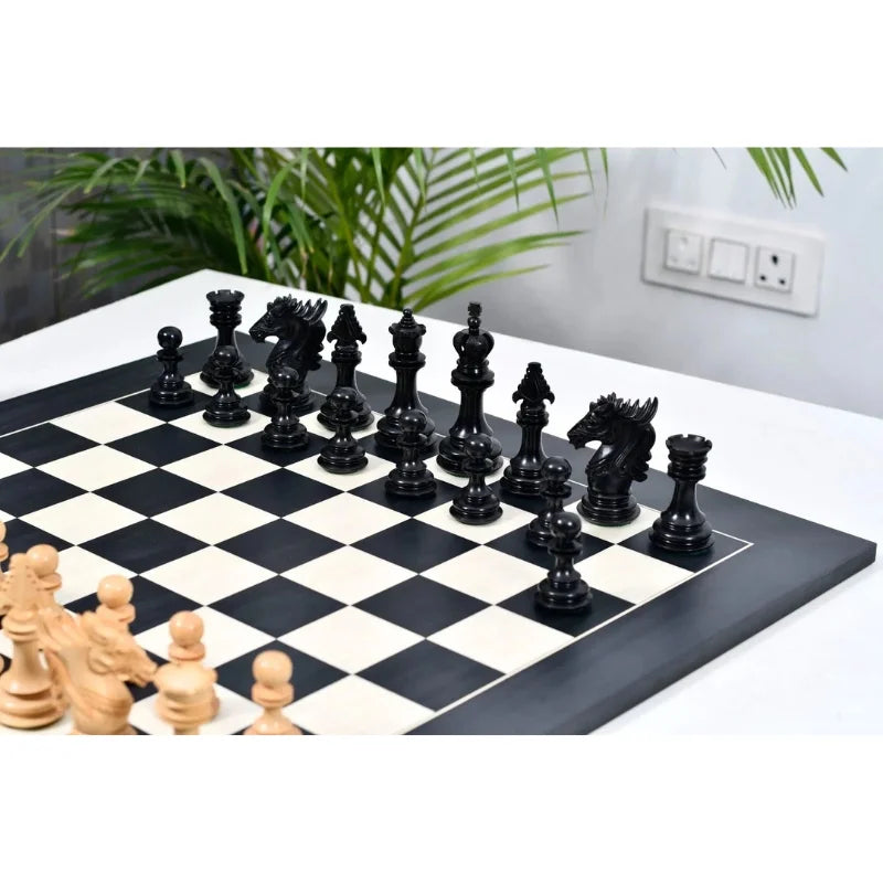 Chess Bazaar Dragon Series Chess Pieces (Ebony/Boxwood) With 60cm Black Anigre & Maple Chess Board