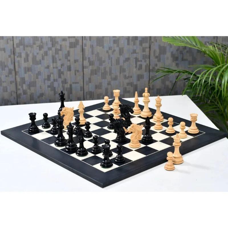 Chess Bazaar Dragon Series Chess Pieces (Ebony/Boxwood) With 60cm Black Anigre & Maple Chess Board