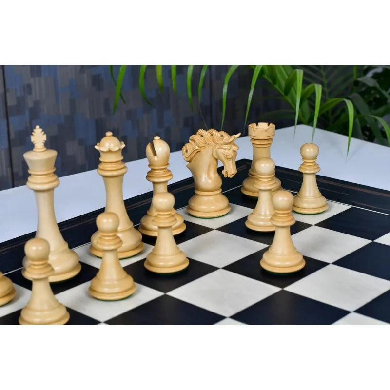 Chess Bazaar Pegasus Series Chess Pieces V2 (Ebony/Boxwood) With 60cm Black Dyed Poplar & White Erable Chess Board