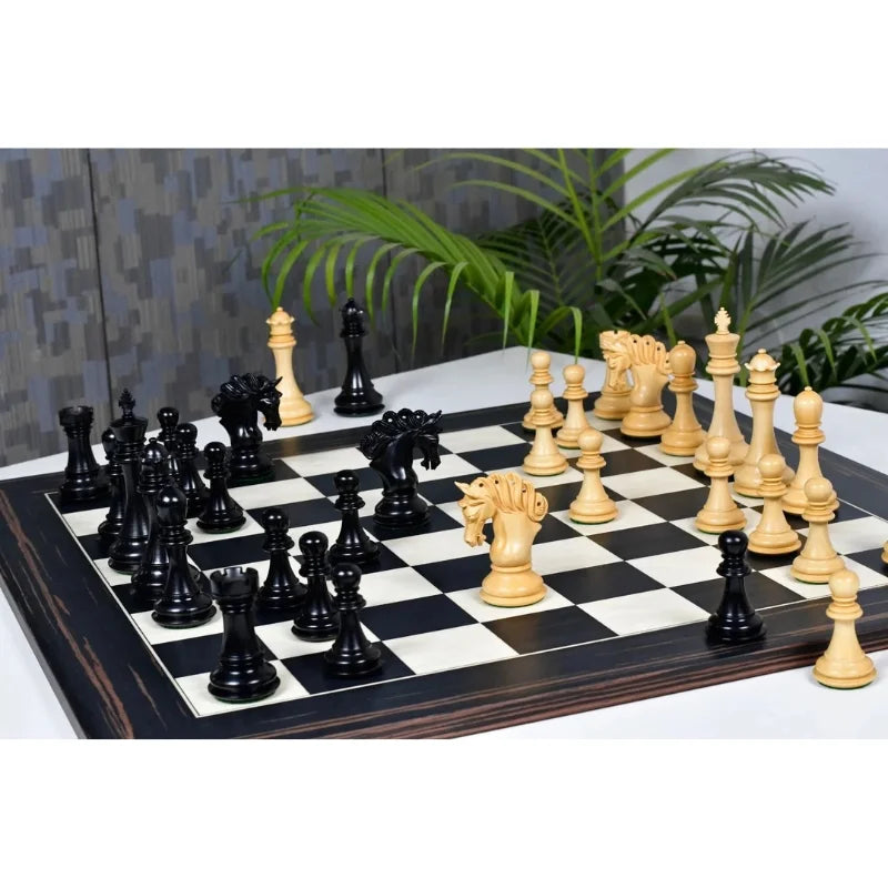 Chess Bazaar Pegasus Series Chess Pieces V2 (Ebony/Boxwood) With 60cm Black Dyed Poplar & White Erable Chess Board