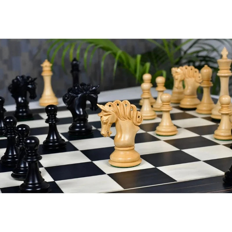 Chess Bazaar Pegasus Series Chess Pieces V2 (Ebony/Boxwood) With 60cm Black Dyed Poplar & White Erable Chess Board