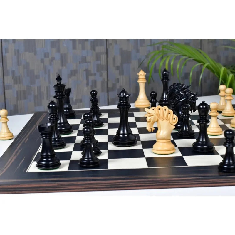 Chess Bazaar Pegasus Series Chess Pieces V2 (Ebony/Boxwood) With 60cm Black Dyed Poplar & White Erable Chess Board