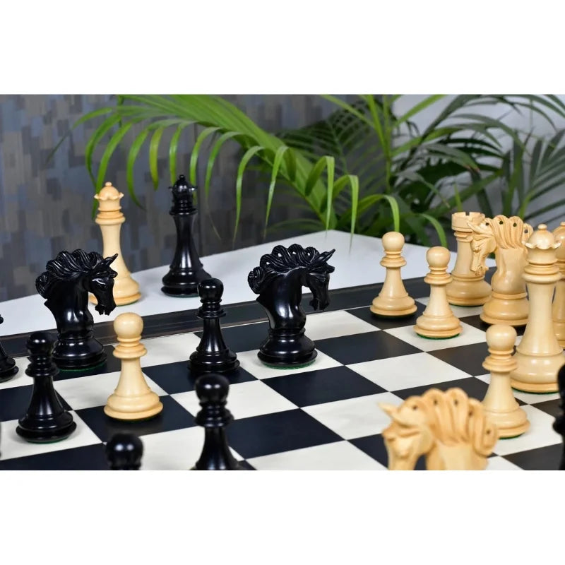 Chess Bazaar Pegasus Series Chess Pieces V2 (Ebony/Boxwood) With 60cm Black Dyed Poplar & White Erable Chess Board