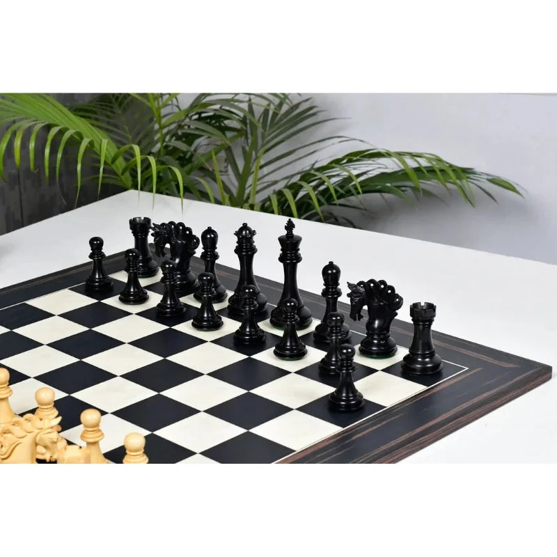 Chess Bazaar Pegasus Series Chess Pieces V2 (Ebony/Boxwood) With 60cm Black Dyed Poplar & White Erable Chess Board